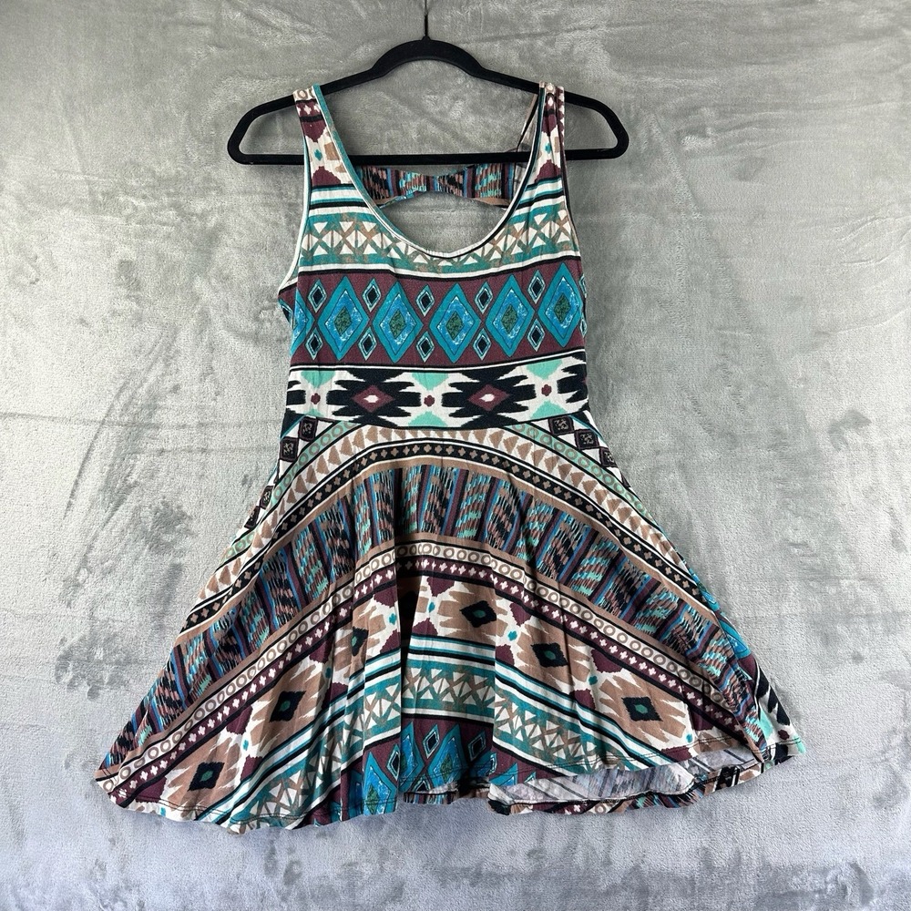 Banana Lemon Dress Women' M Brown Turquoise Tribal Print